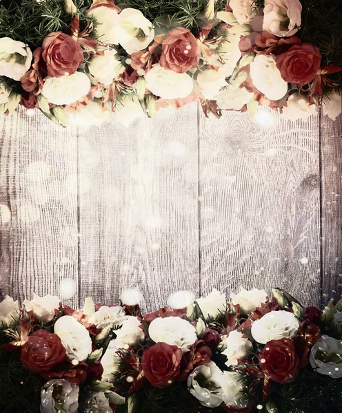Květinové dřevěné pozadí — Stock fotografie