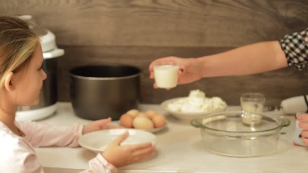 Cute girl making dough — Stock Video