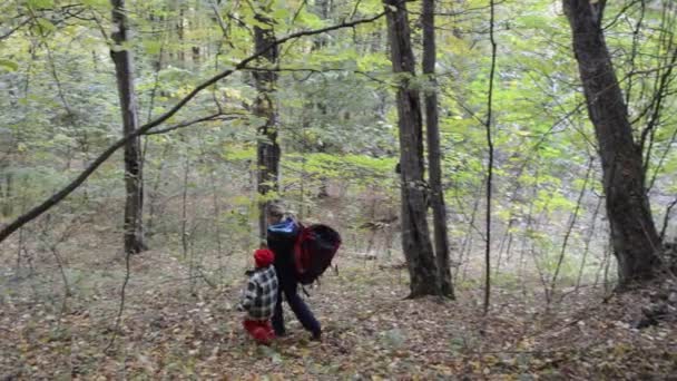 Mutter und Mädchen im Wald — Stockvideo