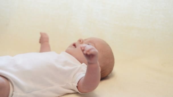 Newborn baby on blanket — Stock Video