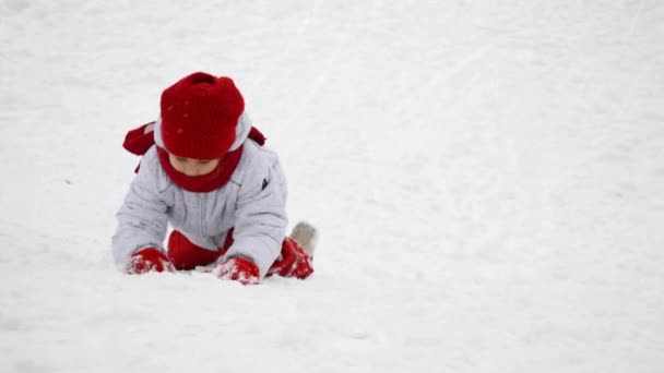 Little girl in winter day — Stock Video