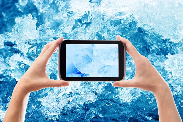 Fotografiando cristales de hielo smartphone — Foto de Stock