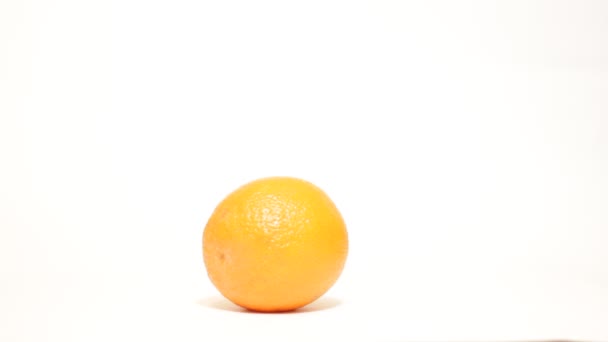 Hand zetten oranje fruit — Stockvideo