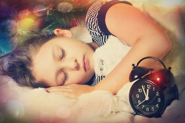 Child sleeps, waiting for the new year — Stock Photo, Image