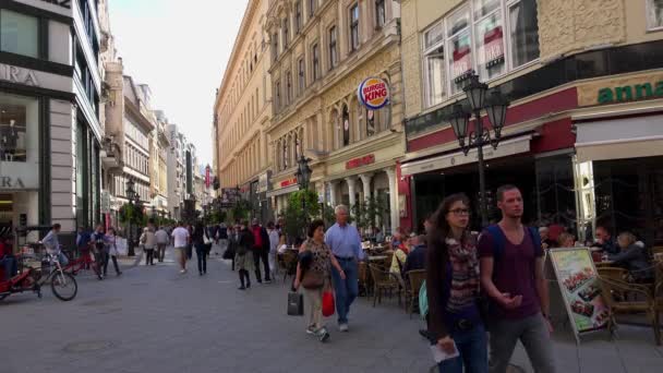 Ulice Vaci Utca Budapešti Maďarsko Výstřel Uhd — Stock video