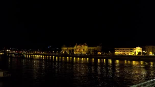 Budapest Donau Floden God Natt Arkitektur Gamla Hus Gator Och — Stockvideo