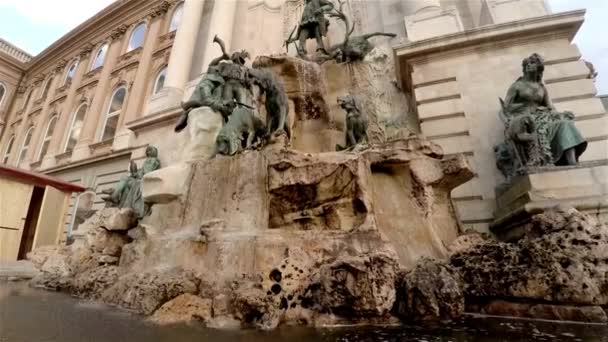 Castello Buda Fontana Matthias Ungheria Girato Uhd — Video Stock