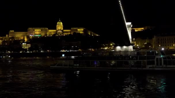 Ungarns Parlament Budapest Godnat Lys Skudt Uhd – Stock-video