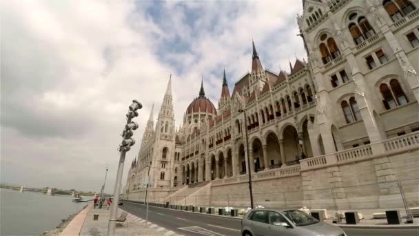 Węgierski Parlament Budapeszcie Strzał Uhd — Wideo stockowe