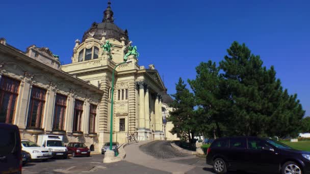 Bath Szechenyi Budapest Hungría Disparo Uhd — Vídeo de stock