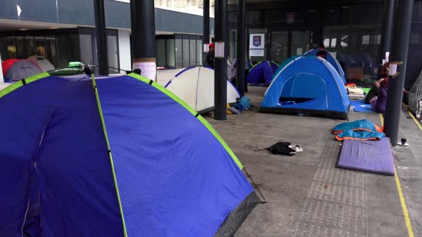 Budapest Hungary Autumn 2015 Campground Immigrants Refugees Railway Station Budapest — Vídeos de Stock