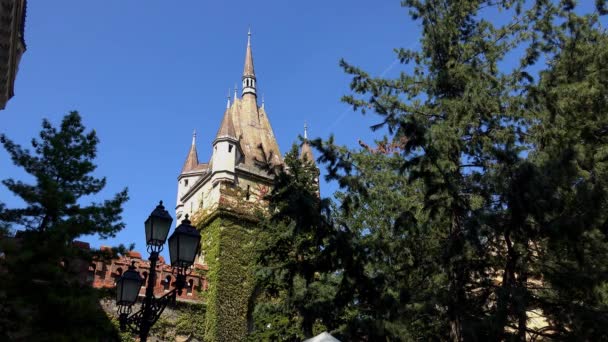 Schloss Vajdahunyad Budapest Ungarn Gedreht Uhd — Stockvideo