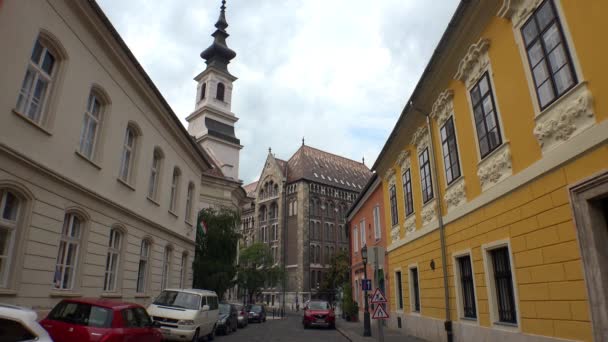 Budapeste Arquitetura Casas Antigas Ruas Bairros Hungria Tiros Uhd — Vídeo de Stock