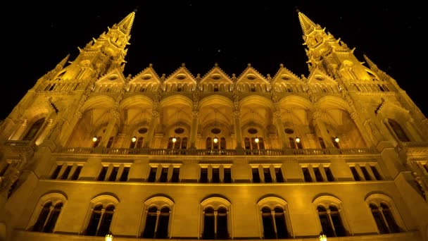 Ungarns Parlament Budapest Godnat Lys Skudt Uhd – Stock-video