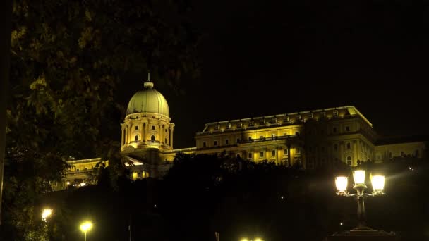 Zamek Buda Pałac Królewski Budapeszcie Dobranoc Uhd — Wideo stockowe