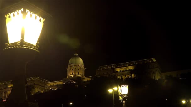 Buda Castle Royal Palace Budapest Night Uhd — Stock Video