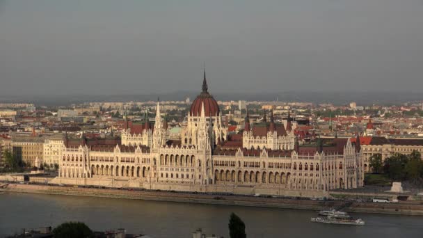 Hongaars Parlement Boedapest Neergeschoten Uhd — Stockvideo