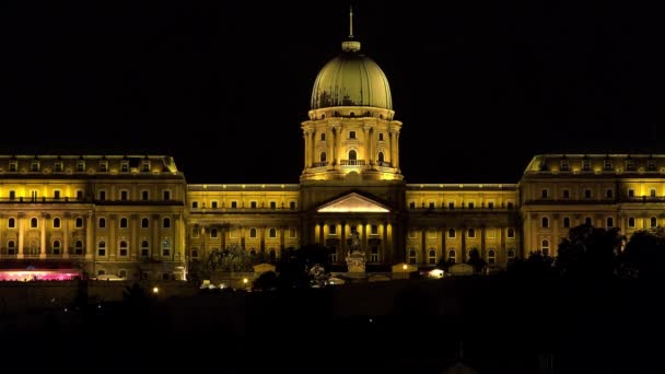 Castillo Buda Palacio Real Budapest Buenas Noches Uhd — Vídeo de stock