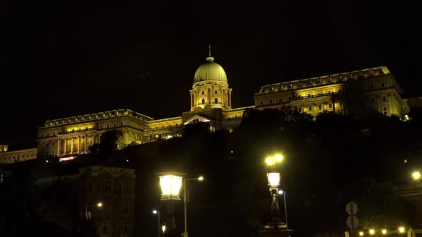 Castello Buda Palazzo Reale Budapest Buonanotte Uhd — Video Stock