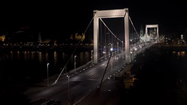 Pont Sur Danube Budapest Hongrie Bonne Nuit Lumières Tourné Uhd — Video