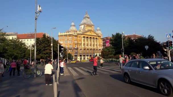 Budapest Arkitektur Gamla Hus Gator Och Kvarter Ungern Skjuten Uhd — Stockvideo