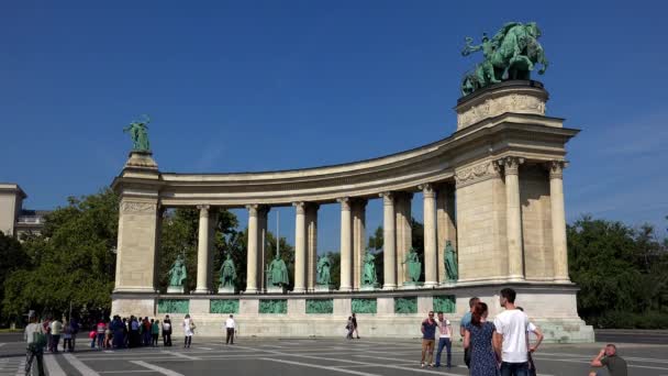 Hjältetorget Budapest Ungern Skjuten Uhd — Stockvideo