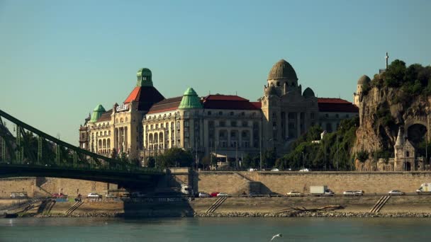 Bridge River Danube Budapest Hungary Shot Uhd — Stock Video