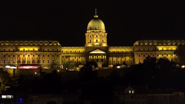 Budaer Burg Königlicher Palast Budapest Nacht Uhd — Stockvideo