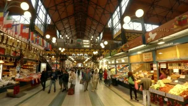 Центральний Ринок Будапешті Угорщина Розстріляний Uhd — стокове відео