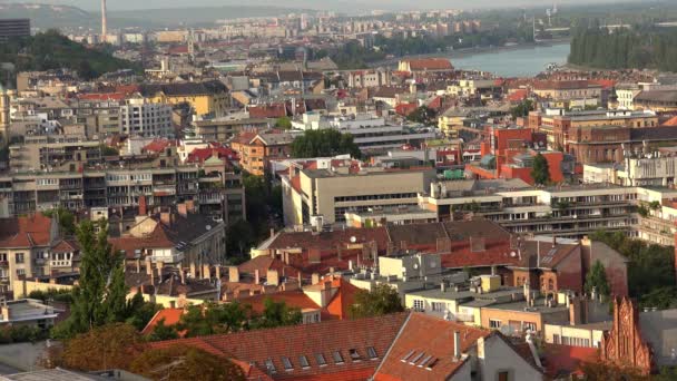 Budapest Vue Dessus Architecture Vieilles Maisons Rues Quartiers Hongrie Tourné — Video