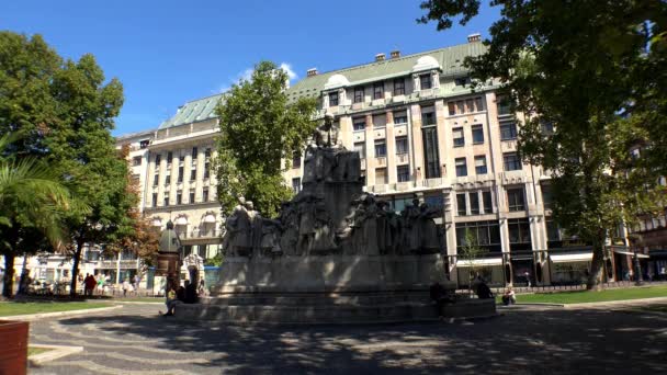 Památník Socha Budapešti Maďarsko Výstřel Uhd — Stock video