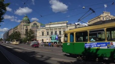 Helsinki. Manzaralar. Şehir sokakları. Finlandiya. 4K, UHD 'de çekilmiş.