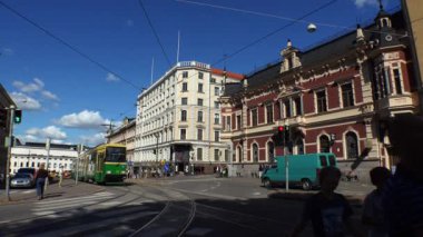 Helsinki. Manzaralar. Şehir sokakları. Finlandiya. 4K, UHD 'de çekilmiş.
