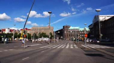 Helsinki. Manzaralar. Şehir sokakları. Finlandiya. 4K, UHD 'de çekilmiş.