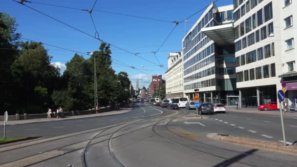 Helsinki Bezienswaardigheden Stadsstraten Finland Neergeschoten Uhd — Stockvideo