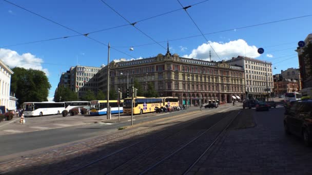 Helsinki Manzaralar Şehir Sokakları Finlandiya Uhd Çekilmiş — Stok video