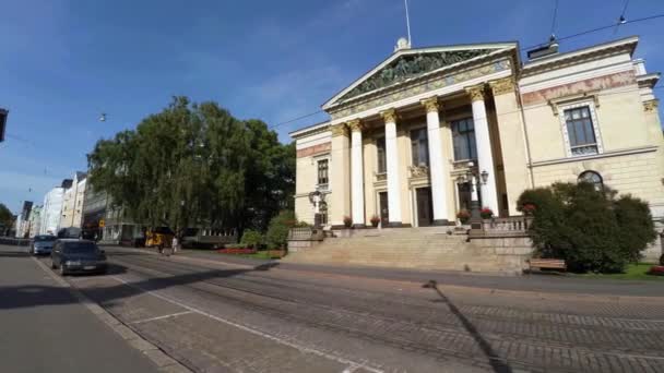 Helsinki Miradas Calle Ciudad Finlandia Disparo Uhd — Vídeo de stock