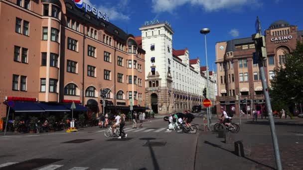 Helsinki Finlandia Verano 2015 Helsinki Miradas Calle Ciudad Finlandia Disparo — Vídeo de stock