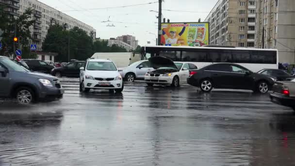 Saint Petersburg Russia June 2015 Heavy Rain Flood Element Petersburg — Stock Video