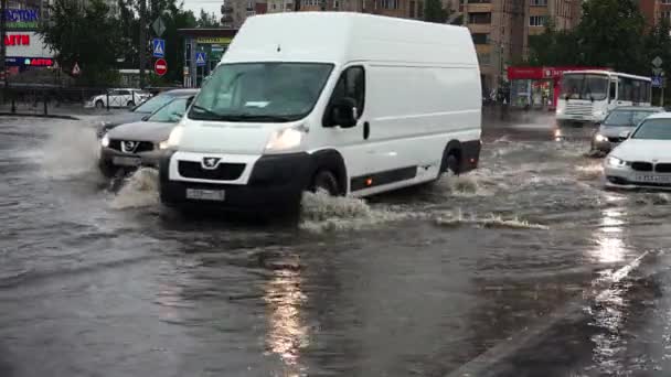 Saint Petersburg Rusland Juni 2015 Zware Regenval Overstroming Element Petersburg — Stockvideo