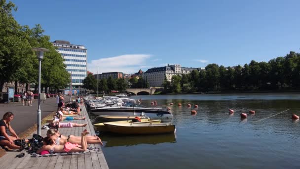 Helsinki Finlandia Lato 2015 Wał Helsinkach Strzał Rozdzielczości Ultra Wysokiej — Wideo stockowe