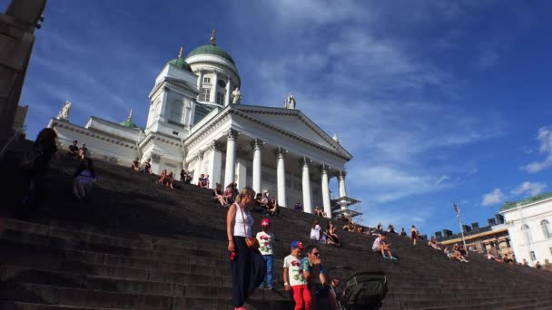 Lutherse Kathedraal Het Senaatsplein Helsinki Neergeschoten Uhd — Stockvideo