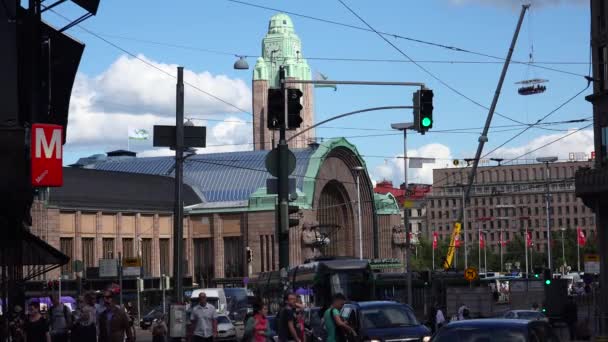 Helsinki Finlandia Verano 2015 Estación Tren Helsinki Disparo Uhd — Vídeos de Stock