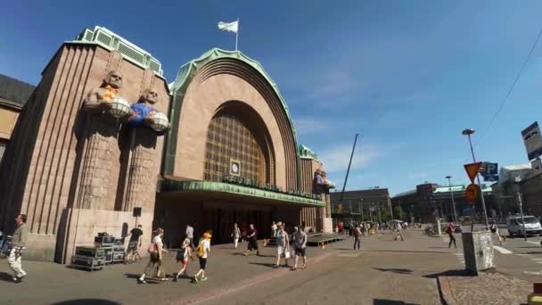 Helsingfors Finland Summer 2015 Järnvägsstationen Helsingfors Skjuten Uhd — Stockvideo