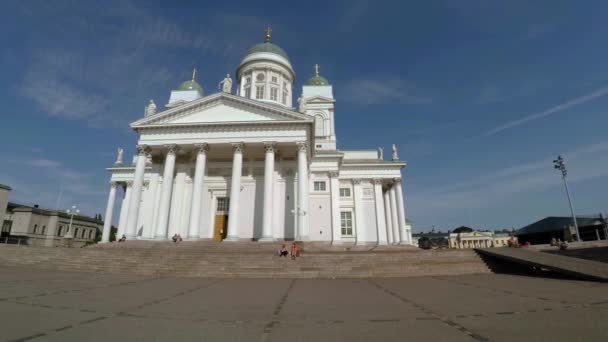 Lutherse Kathedraal Het Senaatsplein Helsinki Neergeschoten Uhd — Stockvideo