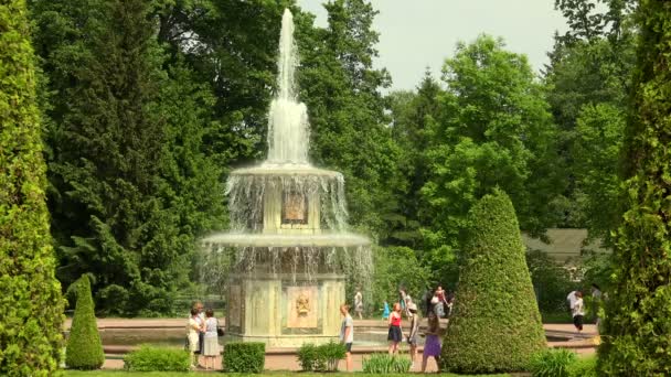 Romeinse Fonteinen Peterhof Fonteinen Aardvorets Neergeschoten Uhd — Stockvideo