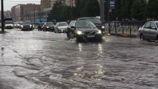 Saint Petersburg Russia June 2015 Heavy Rain Flood Element Petersburg — 图库视频影像