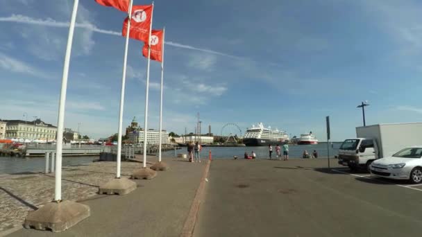 Helsinki Finlândia Summer 2015 Porto Porto Helsínquia Tiros Uhd — Vídeo de Stock