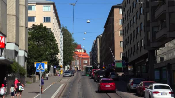 Helsinki Finland Yaz 2015 Helsinki Manzaralar Şehir Sokakları Finlandiya Uhd — Stok video