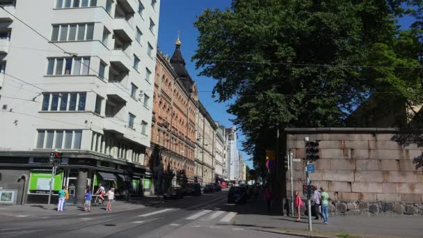 Helsinki Sehenswürdigkeiten Stadtstraßen Finnland Gedreht Uhd — Stockvideo